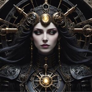 Gold and Gray Art Poster with Striking Portrait